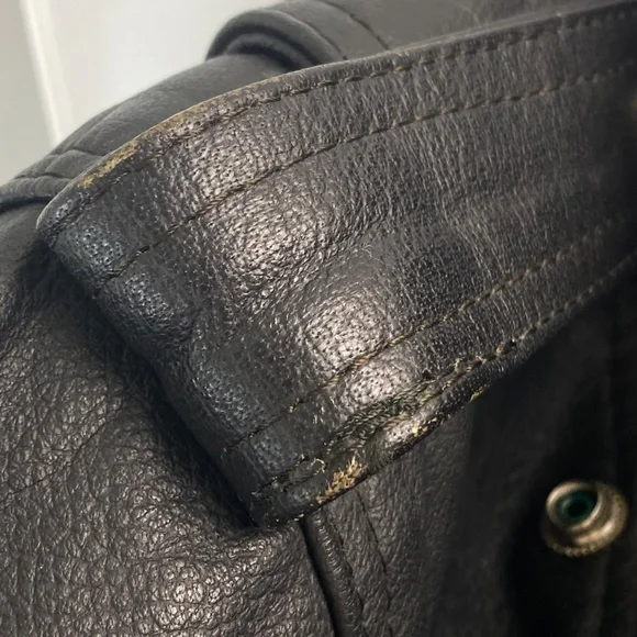 PROTECH Leather Apparel Vintage Black Leather Motorcycle Jacket Size 10 - Picture 13 of 15